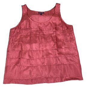 Eileen Fisher 100% Silk Ruffle Tiered Camisole Tank Top Sz L 277i